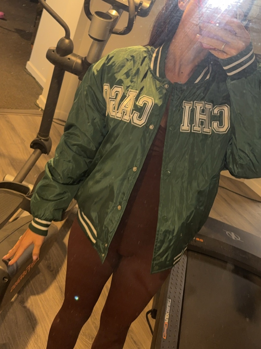 Varsity Chicago Jacket in Green & White Like New